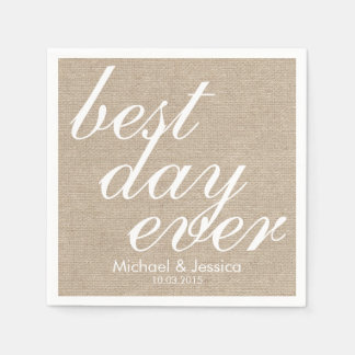 Serviette En Papier Meilleur jour jamais faux burlap rustique chic nom