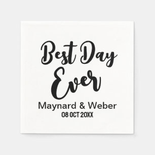 Serviette En Papier Meilleur jour jamais Journée de mariage blanc mi