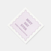 Serviette En Papier Meilleur Jour Jamais Lavender Purple Wavy Mariage (Coin)
