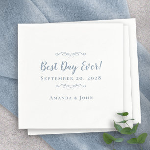 Serviette En Papier Meilleur Jour Jamais Mariage Élégante fête Dusty B