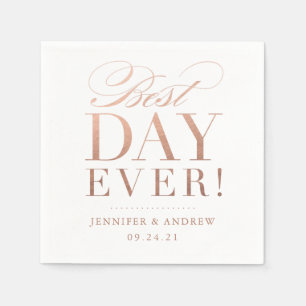 Serviette En Papier Meilleur Jour jamais Mariage Napkin Rose or