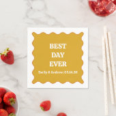 Serviette En Papier Meilleur Jour Jamais Mustard Jaune Vague Mariage P (En situation)