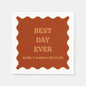 Serviette En Papier Meilleur Jour Jamais Rétro Seventies Mariage branc (Devant)