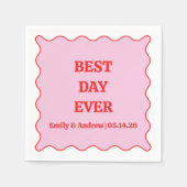 Serviette En Papier Meilleur Jour Jamais Rose & Rouge Scalloped Mariag (Devant)