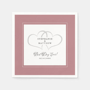 Serviette En Papier Meilleur Jour Jamais Un Mariage Élégant Coeurs Dus