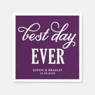 Serviette En Papier Meilleur Jour Jamais Violet Moderne Calligraphie M