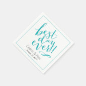Serviette En Papier MEILLEUR JOUR Jour de mariage | TURQUOISE (Coin)