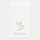 Serviette En Papier Meilleur Jour Sage Vert Mariage Serviette main (Devant)