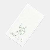 Serviette En Papier Meilleur Jour Sage Vert Mariage Serviette main (Coin)