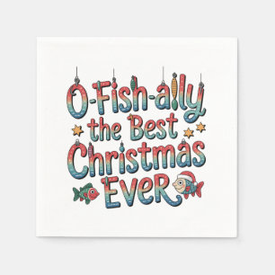 Serviette En Papier Meilleur Noël de pêche Offishally Ever