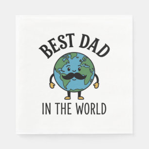 Serviette En Papier Meilleur Papa du Monde Earth Moustache Shirt Desig