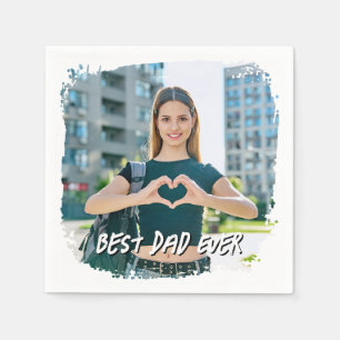Serviette En Papier Meilleur Papa Grunge Bordure Photo
