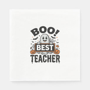 Serviette En Papier Meilleur Professeur Boo Design Halloween Vintage_