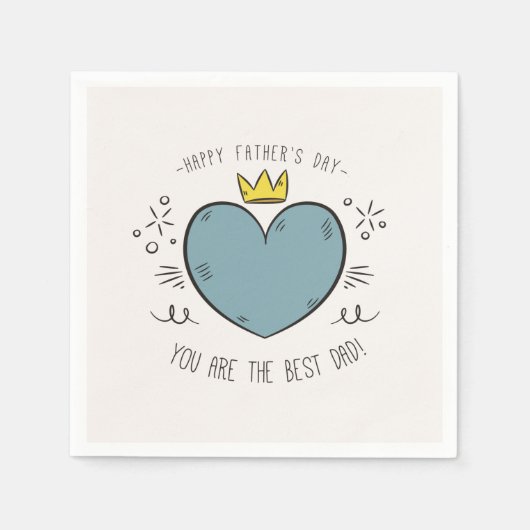 Serviette En Papier Meilleure Fête des pères papa heureux | Napkin (Devant)