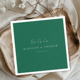 Serviette En Papier MEILLEURE JOURNÉE JAMAIS ! Mariage vert minimalist