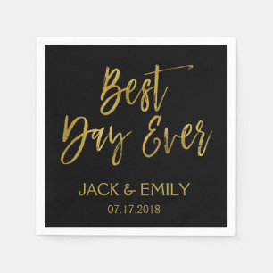 Serviette En Papier Meilleure journée jamais noir et or huile à huile