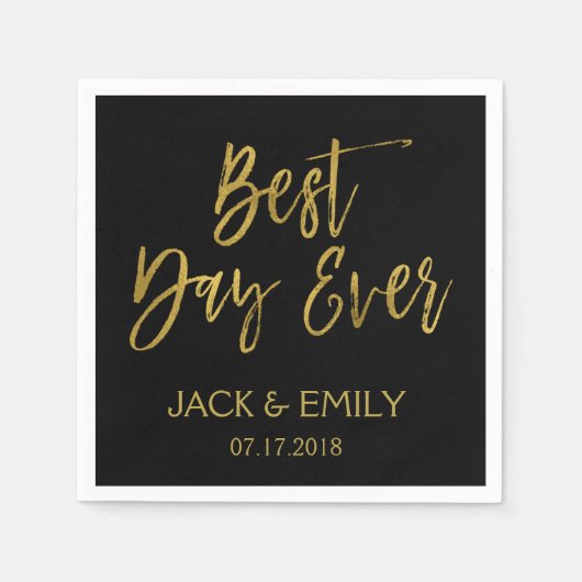 Serviette En Papier Meilleure journée jamais noir et or huile à huile  (Devant)