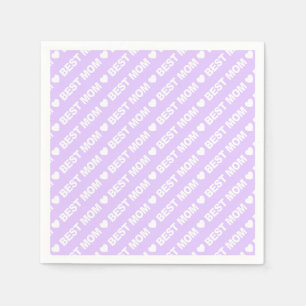 Serviette En Papier Meilleure maman blanche sur papier Lilac Napkin
