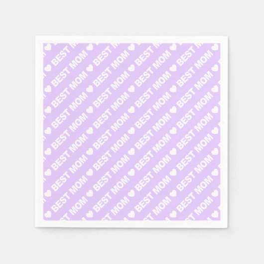 Serviette En Papier Meilleure maman blanche sur papier Lilac Napkin (Devant)