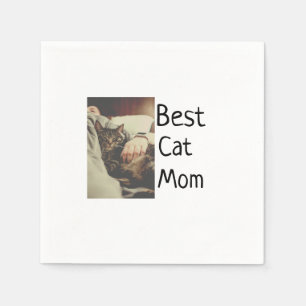 Serviette En Papier Meilleure maman chat papa ajouter chat photo nom c