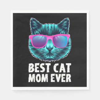 Serviette En Papier Meilleure Maman de Chat Ever Mignonne Lunettes Drô