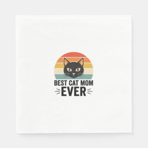 Serviette En Papier Meilleure Maman de Chat Retro Visage de Chat Desig