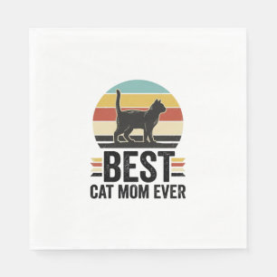 Serviette En Papier Meilleure Maman de Chat Vintage Chat Noir Rétro De
