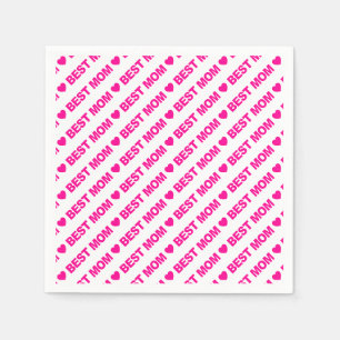 Serviette En Papier Meilleure maman Hot rose sur papier blanc Napkin