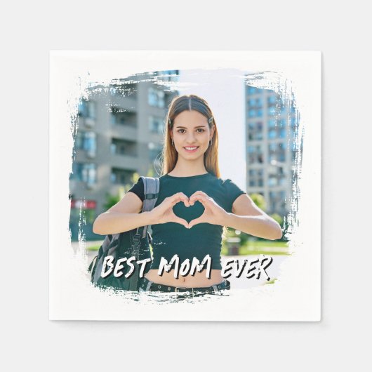 Serviette En Papier Meilleure Maman Jamais Grunge Frontière Photo (Devant)