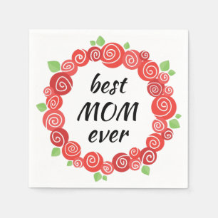 Serviette En Papier Meilleure maman jamais roses rouges wath printemps