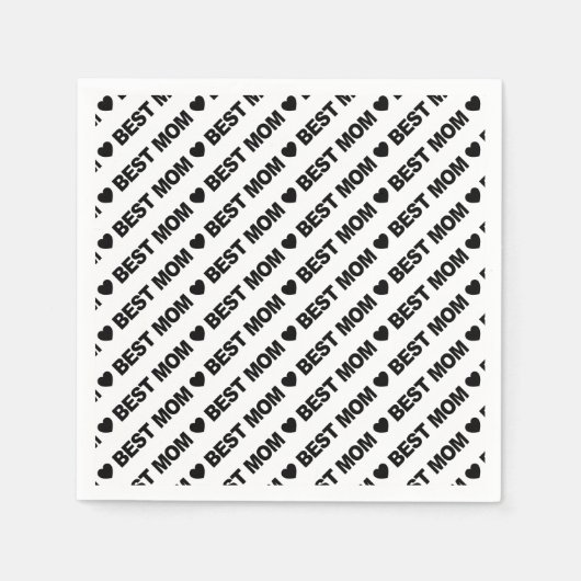 Serviette En Papier Meilleure maman noir sur papier blanc Napkin (Devant)