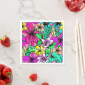 Serviette En Papier Mélange de fleurs tropicales Thunder_Cove (En situation)