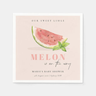 Serviette En Papier Mélange Notre Petit Melon Baby shower Aquarelle Bl