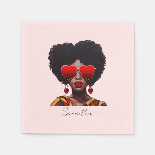 Serviette En Papier Melanin Magic : Black Queen Rocking Heart Shades (Devant)