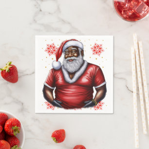 Serviette En Papier Melanin Noël Black Christmas Père Noël Frérot Sœur