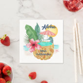Serviette En Papier Mele Kalikimaka Ananas de mer Tropical (En situation)