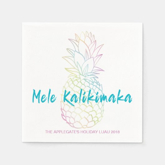 Serviette En Papier Mele Kalikimaka ananas de Noël Hawaiian Luau (Devant)