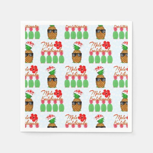 Serviette En Papier Mele Kalikimaka Hawaiian Pineappy Joyeux Noël (Devant)