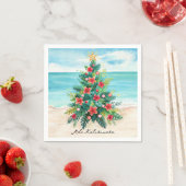 Serviette En Papier Mele Kalikimaka Tropical Palm Tree Christmas (En situation)