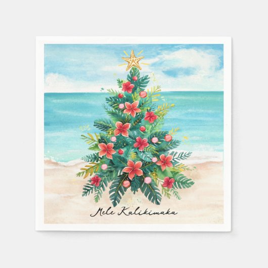 Serviette En Papier Mele Kalikimaka Tropical Palm Tree Christmas (Devant)