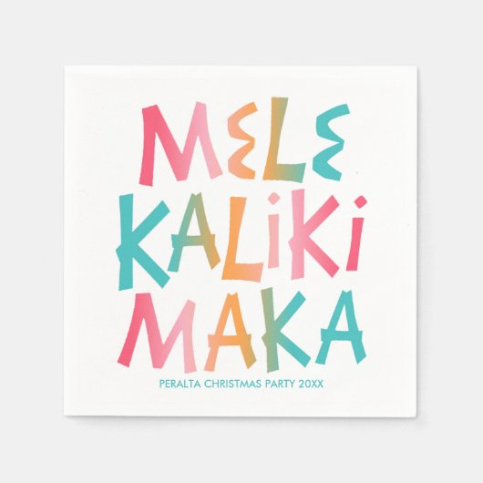 Serviette En Papier Mele Kalikimaka Typographie tropicale Noël (Devant)