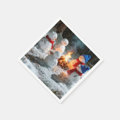Serviette En Papier Melting Snowmen Around a Campfire (Coin)