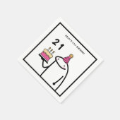 Serviette En Papier Mème amusant Simple Noir & Blanc 21ème Anniversair (Coin)
