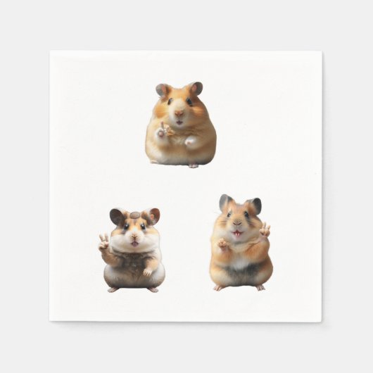 Serviette En Papier Mème de hamster drôle signe de paix (Devant)