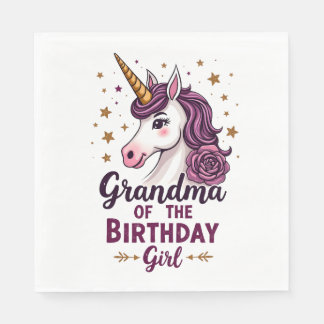 Serviette En Papier Mémé Vintage De La Fille De L'anniversaire Licorne
