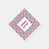 Serviette En Papier Memorial Day Party Monogramme rouge blanc et bleu (Coin)