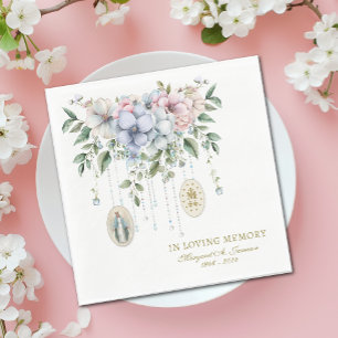 Serviette En Papier Mémorial du Rosaire catholique des funérailles flo