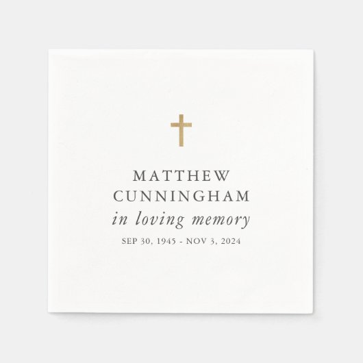 Serviette En Papier Mémorial en mémoire d'amour Croix simple moderne (Devant)