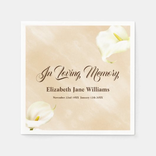 Serviette En Papier Mémorial funéraire | Aquarelle Lily serviettes (Devant)
