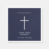 Serviette En Papier Mémorial funéraire bleu simple Cross Navy (Devant)